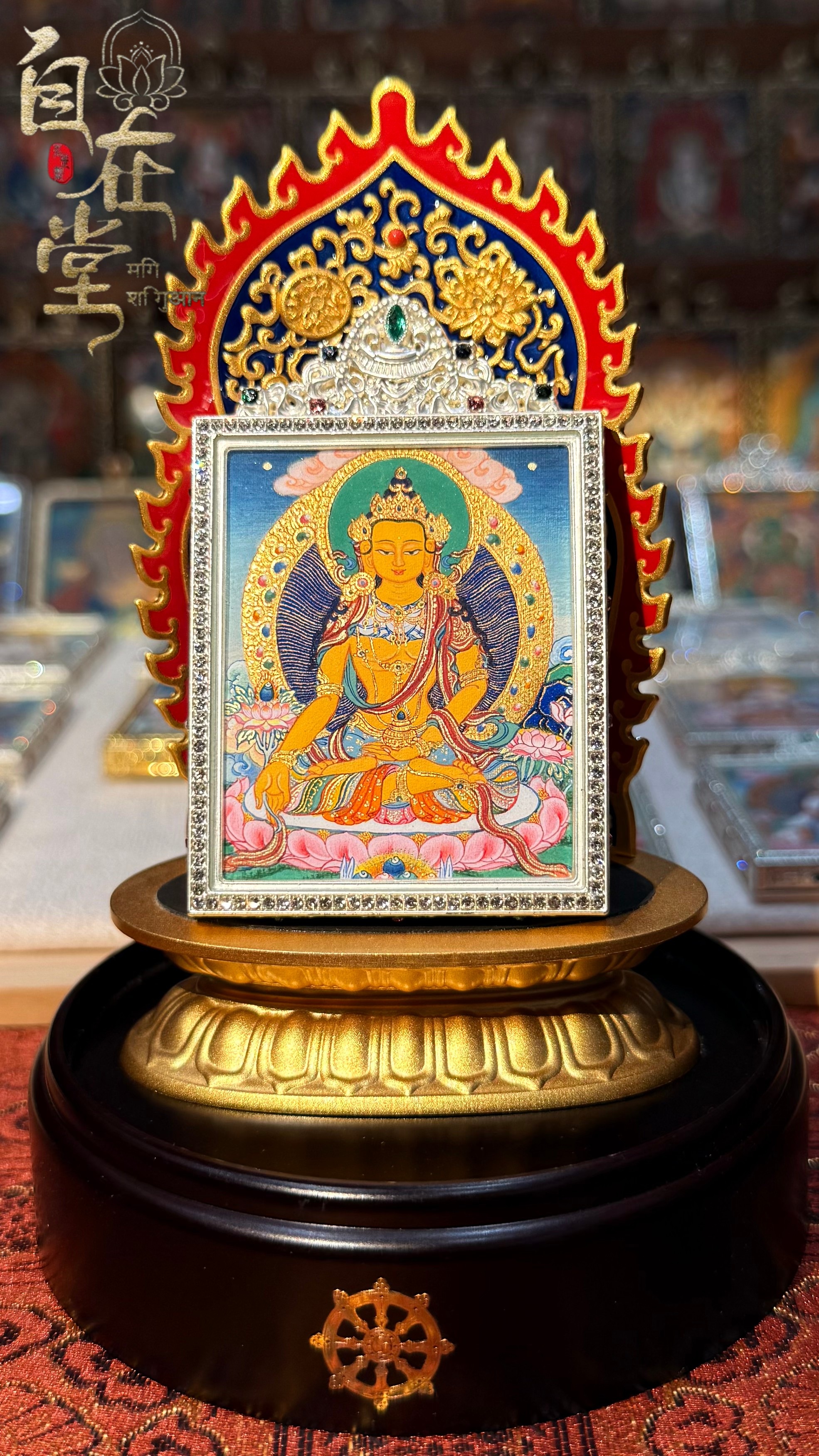 Kṣitigarbha Bodhisattva | Karma Gadri School | By Deji Zhuoga (4×5 cm Mini Thangka)