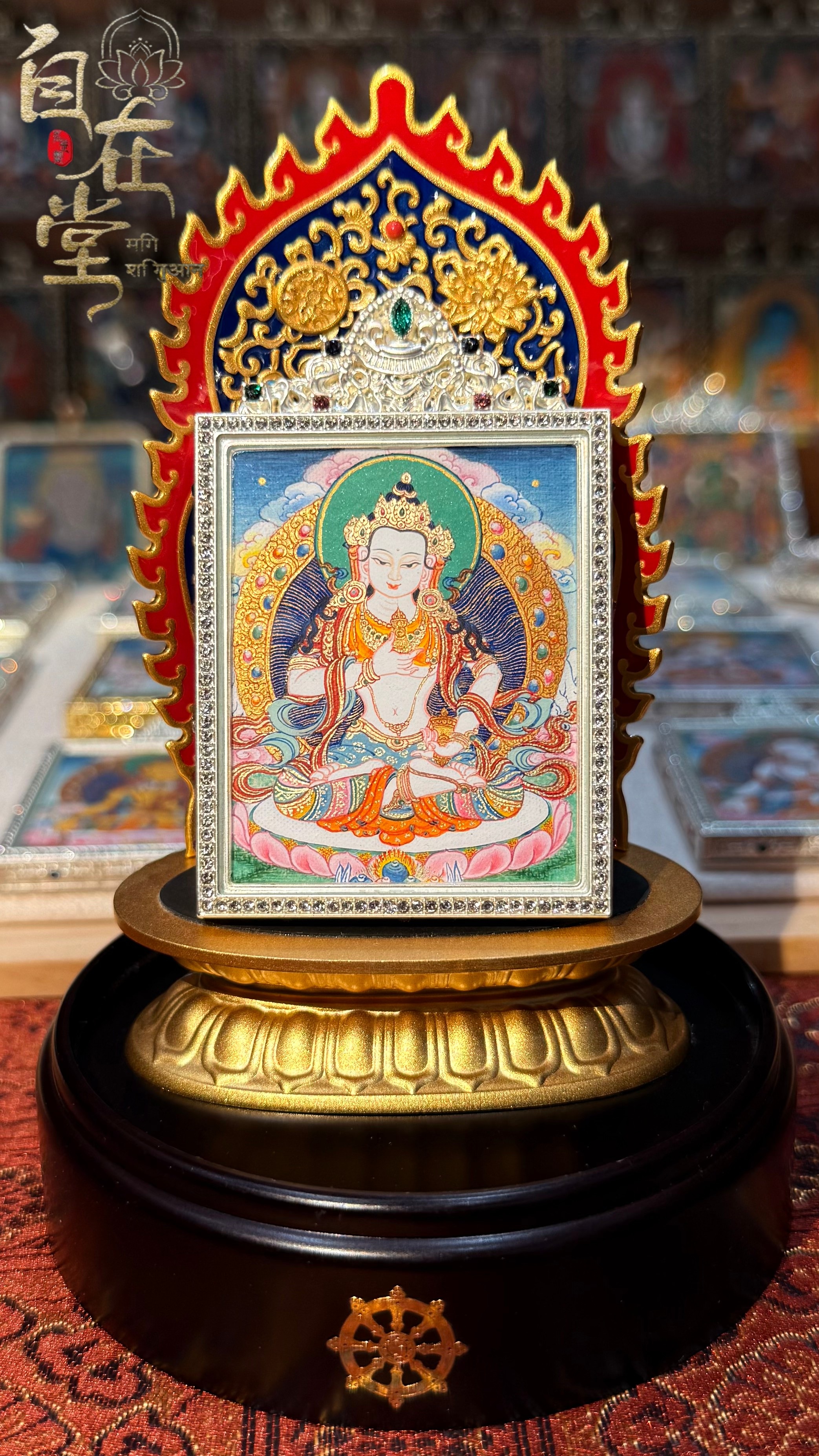 Vajrasattva (Peaceful Form) | Karma Gadri School | By Deji Zhuoga (4×5 cm Mini Thangka)