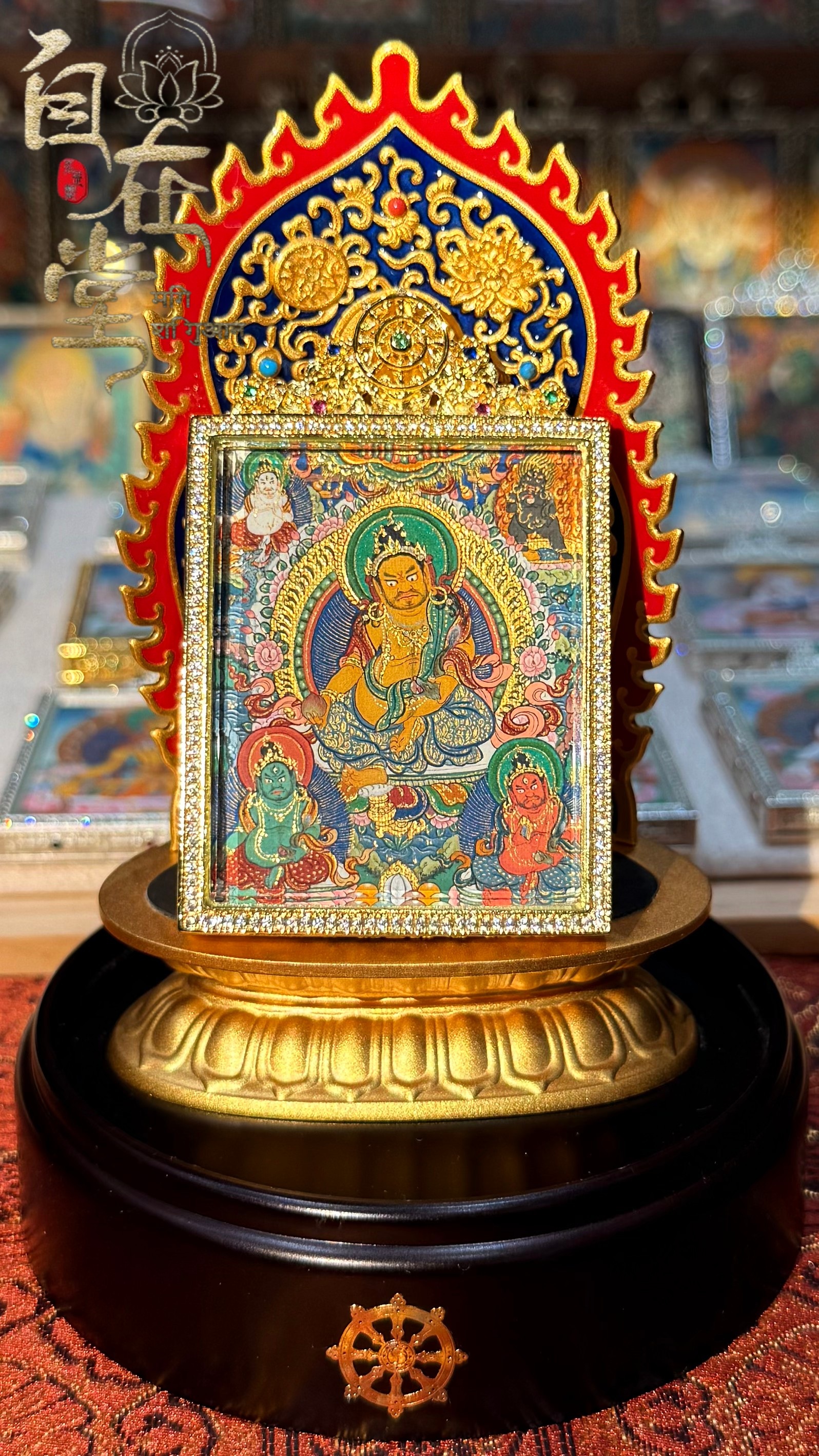 Five-Line Wealth Deities｜Sonam Tsering｜Menthong School｜4×5 cm Mini Thangka