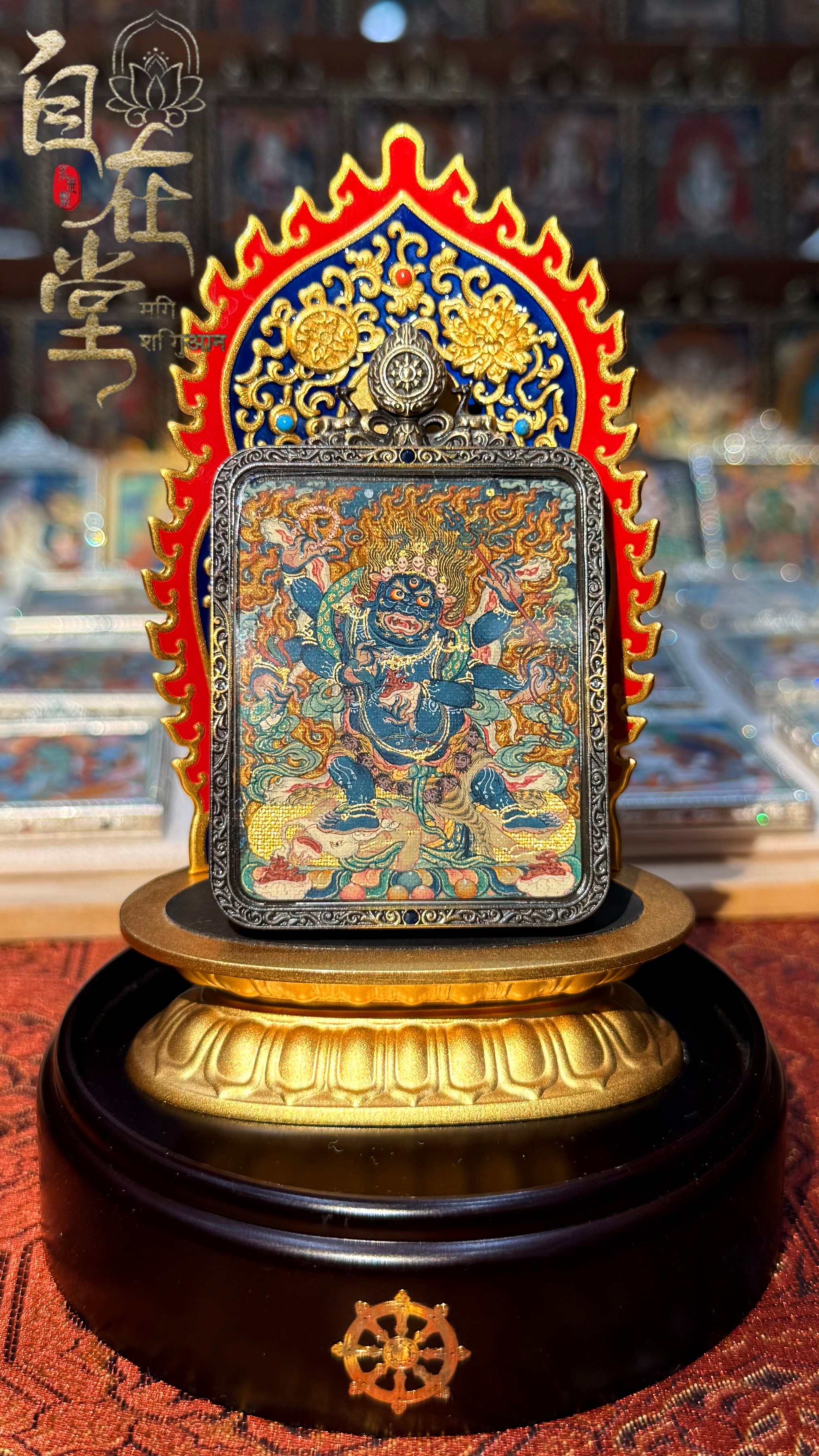 Mahākāla｜Lobsang “Color Master”｜Mensar School｜4×5 cm Thangka (Miniature)