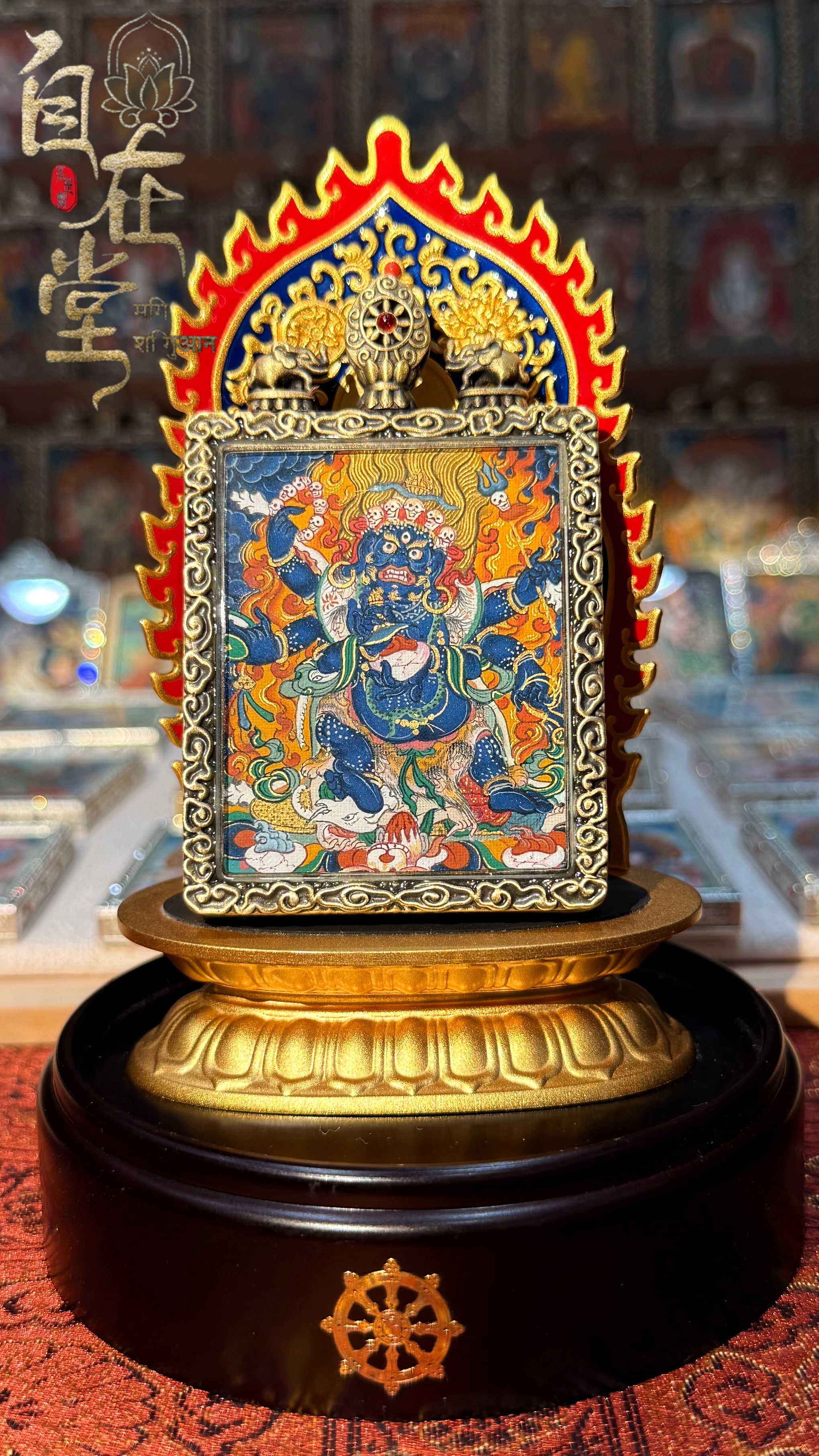 Mahākāla｜Menri Style｜4 × 5 cm Mini Thangka