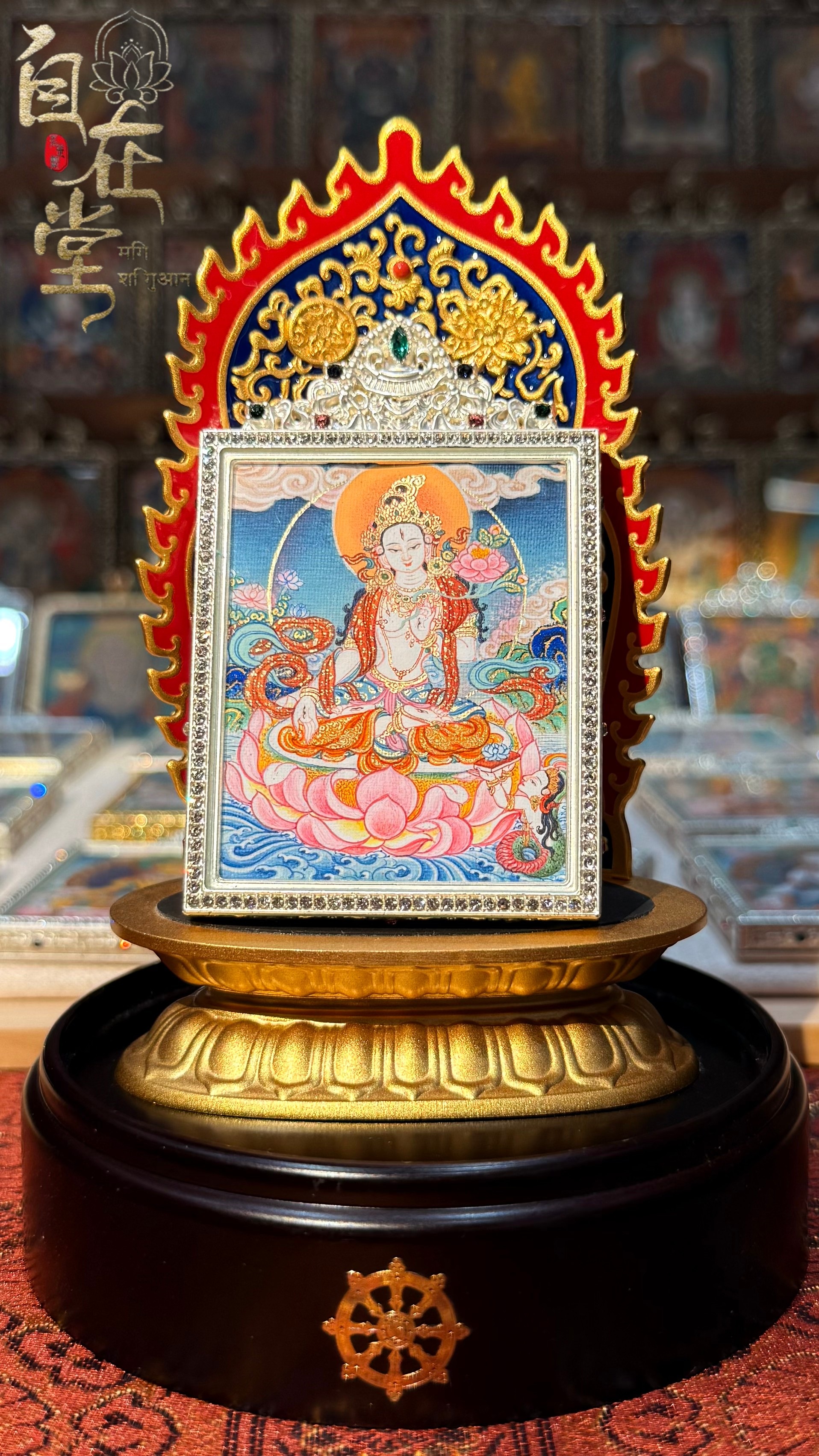 白度母（小龍女意象）｜噶瑪噶赤畫派｜德吉卓嘎（4×5 cm 小扎卡）